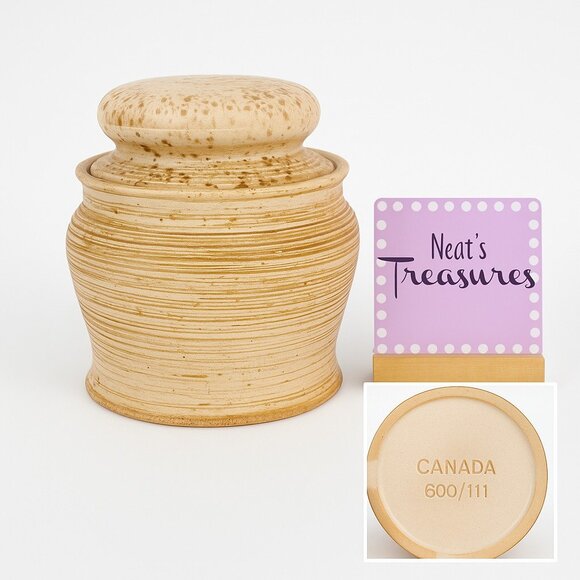 Vintage GT Mark 600/111 Speckle Rustic Farmhouse Canadian Stoneware Canister Jar - Picture 1 of 16